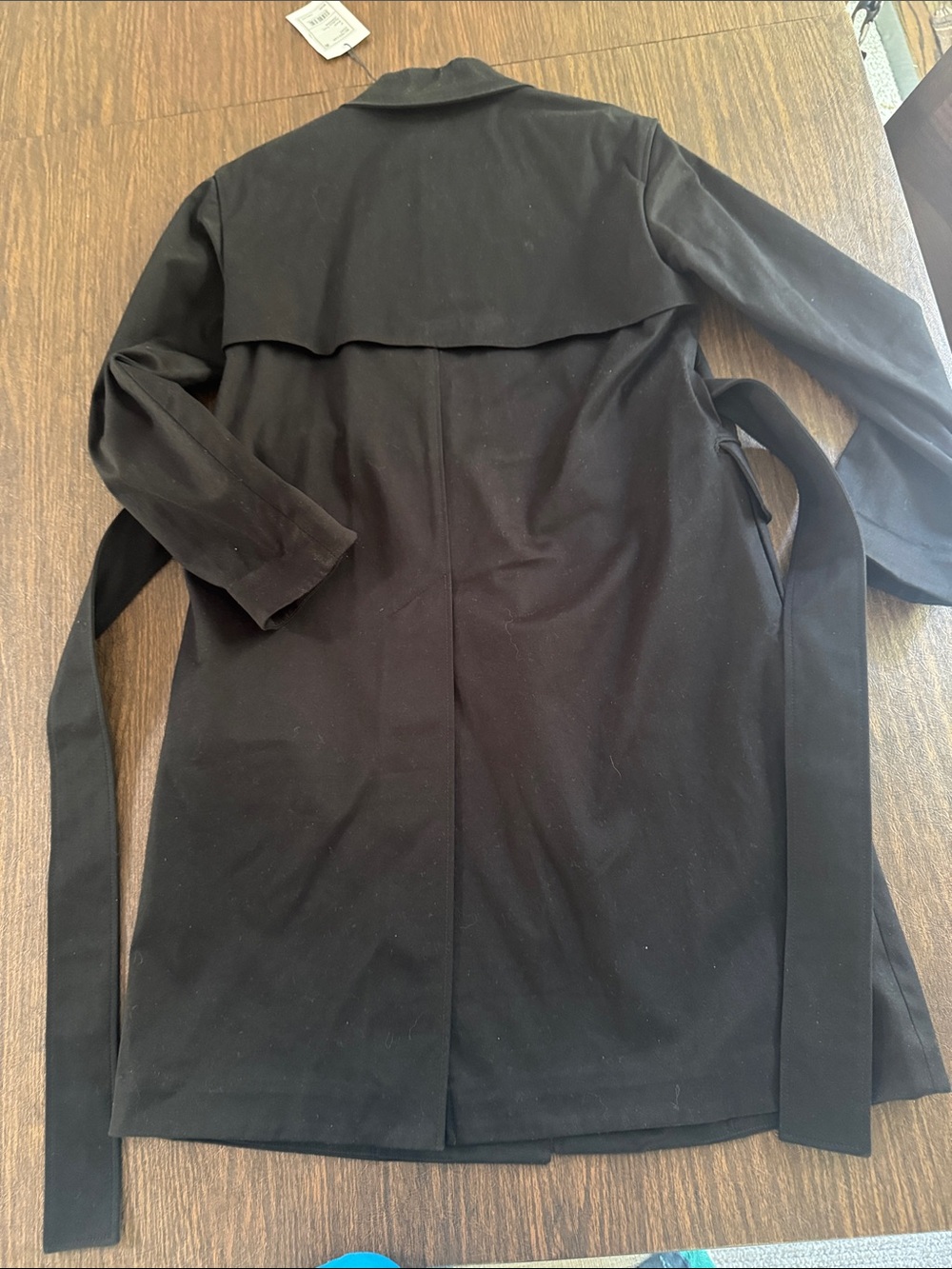 Theory Black Belted Trench Coat with Snap Closure - New with Tags - Picture 5 of 8